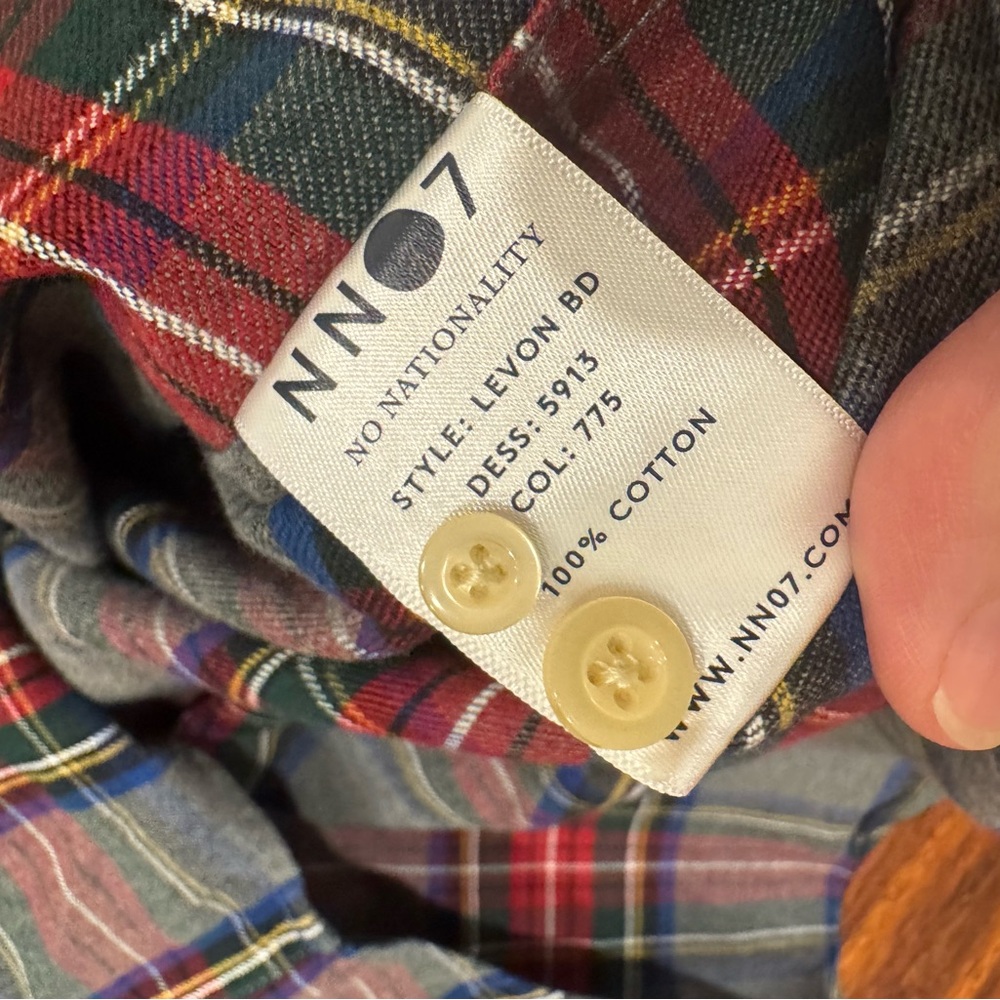 Nno7 - Button-Down Collar Checked Brushed Cotton-… - image 3
